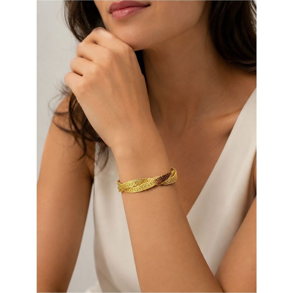 Vintage Monet Braided Gold Tone Braided Bracelet
